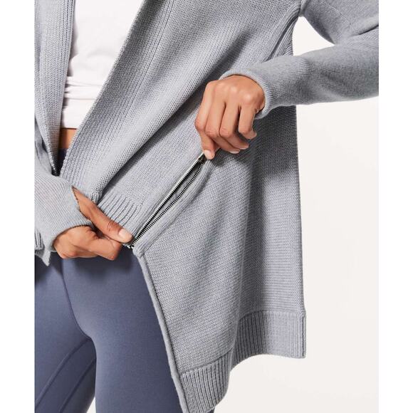 Lululemon Wrap It Up Sweater in Heathered Light Grey - Picture 3 of 10